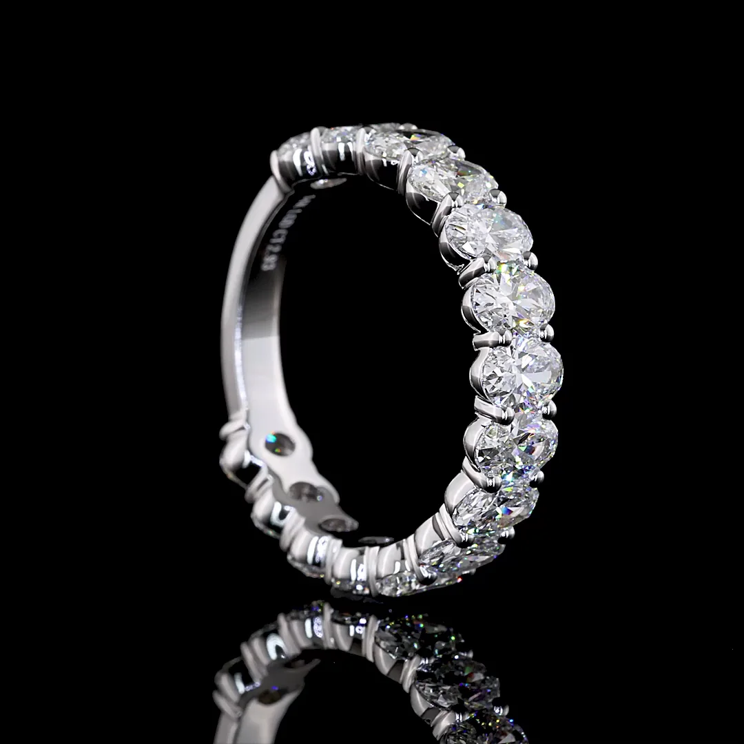 2.93 Cts 14k White Gold Oval Shape 3/4 Band Eternity Band - Image 2