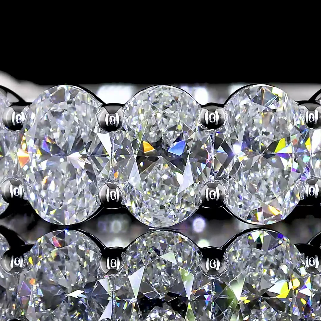 2.93 Cts 14k White Gold Oval Shape 3/4 Band Eternity Band - Image 3