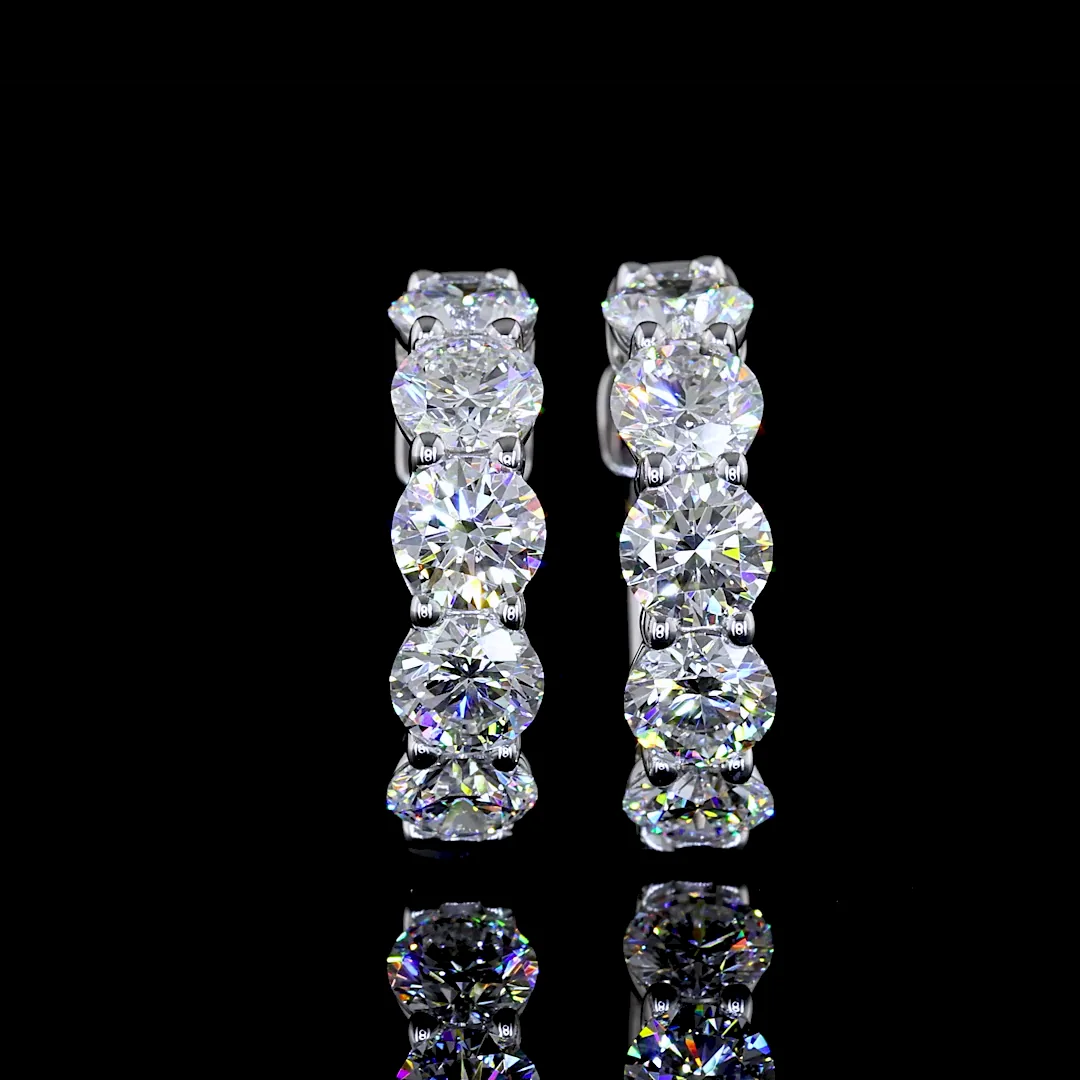 1.98 Cts 14k White Gold Round Shape Huggies Earring - Video