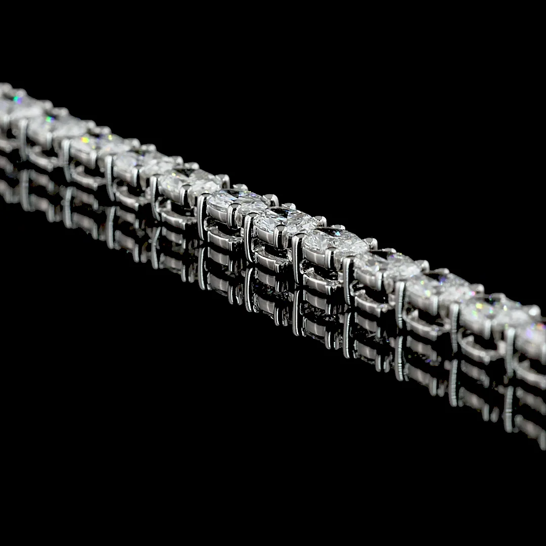 13.74 Cts 14k White Gold Oval Shape Lariat Necklace - Image 4