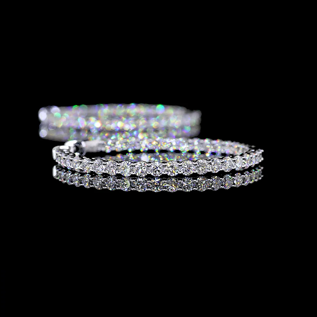 2.84 Cts 14k White Gold Round Shape Hoops Earring - Image 2