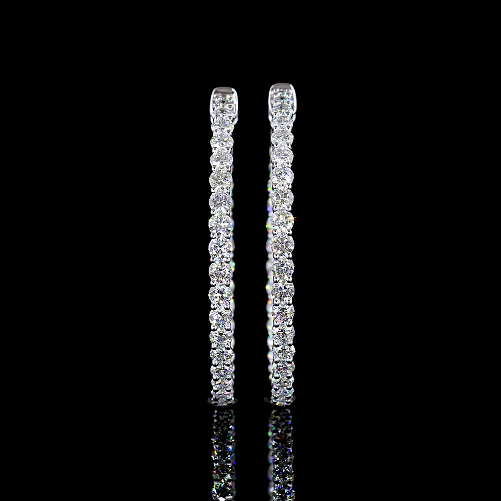 2.84 Cts 14k White Gold Round Shape Hoops Earring - Video
