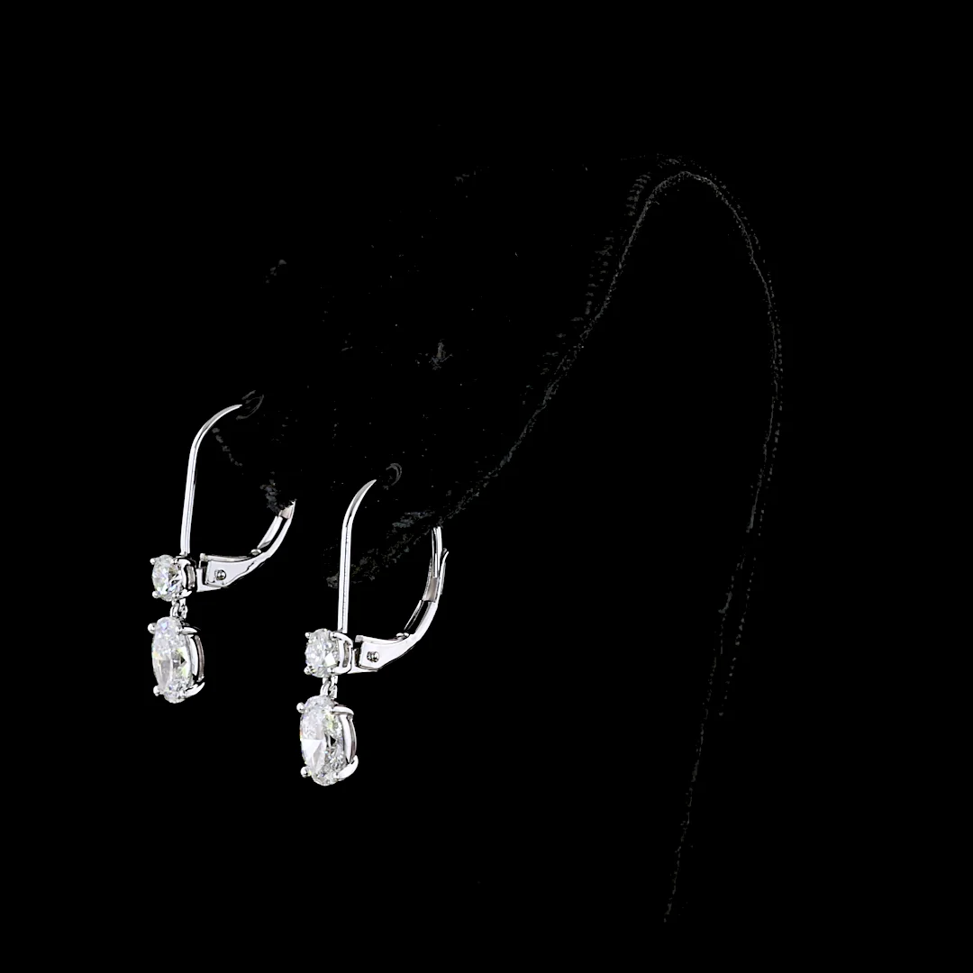 1.4 Cts 14k White Gold Mix Shape Hanging Earring - Image 2