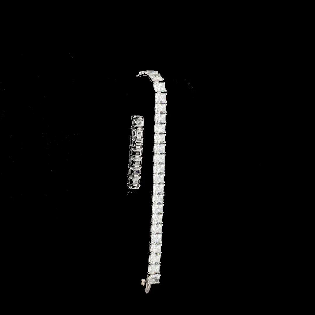 28.5 Cts 14k White Gold Radiant Shape Tennis Bracelet - Image 3