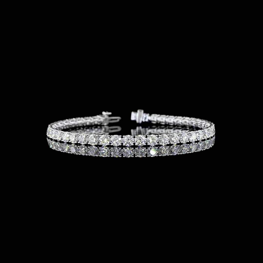 9.44 Cts 14k White Gold Round Shape Tennis Bracelet - Video