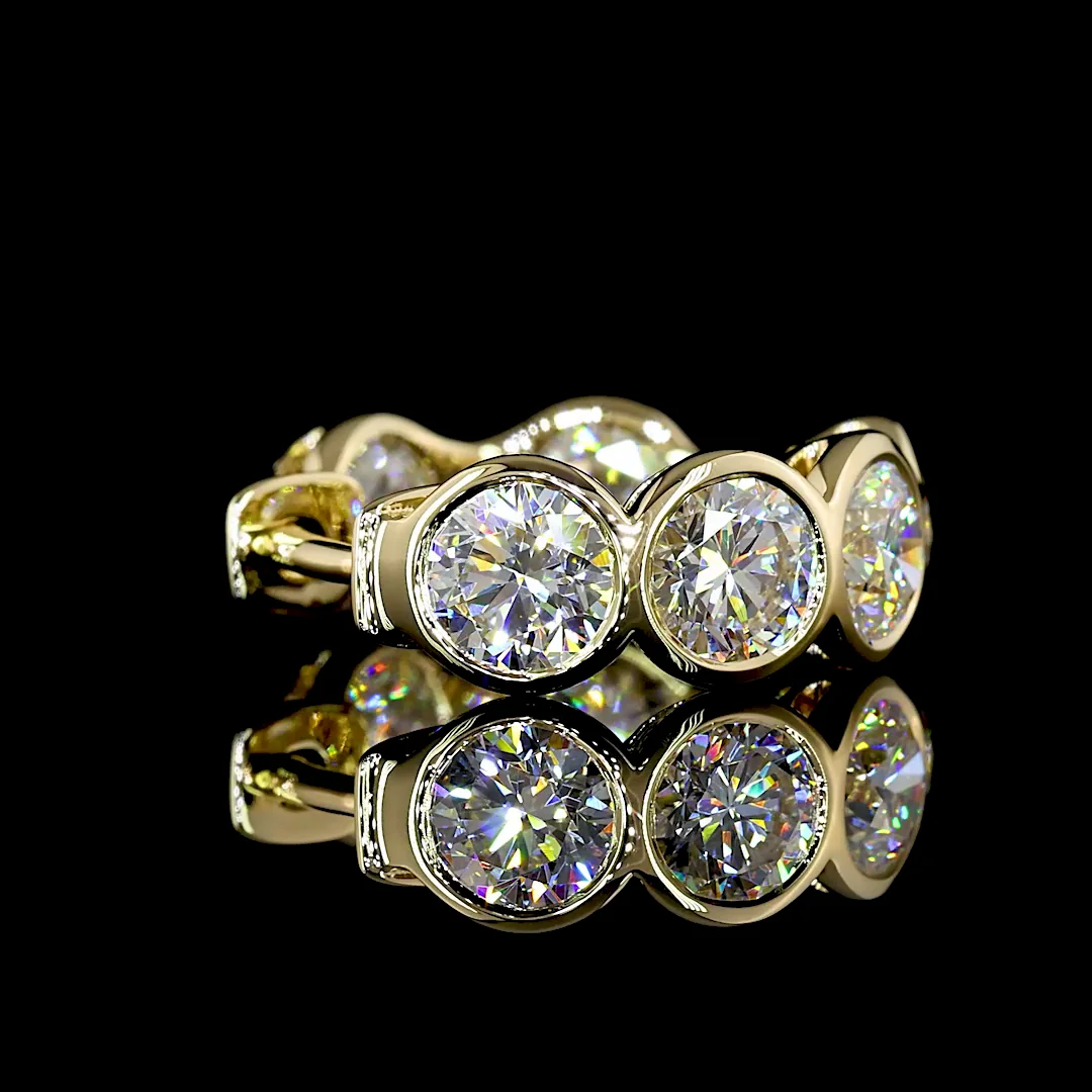 3.54 Cts 14k Yellow Gold Round Shape Huggies Earring - Image 2