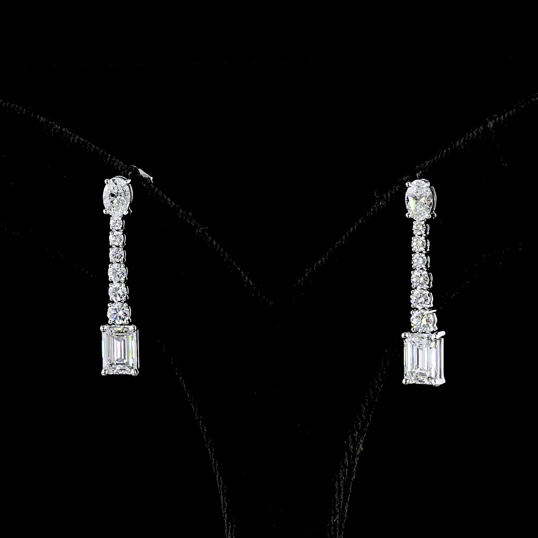 3.1 Cts 14k White Gold Mix Shape Hanging Earring - Video