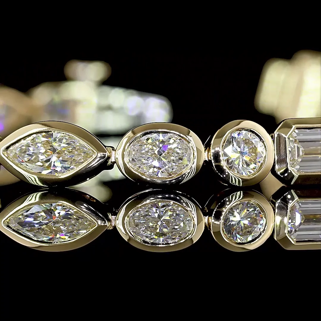 6.35 Cts 14k Yellow Gold Mix Shape Tennis Bracelet - Image 2