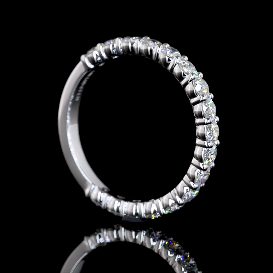 1.1 Cts 14k White Gold Round Shape 3/4 Band Eternity Band - Image 2