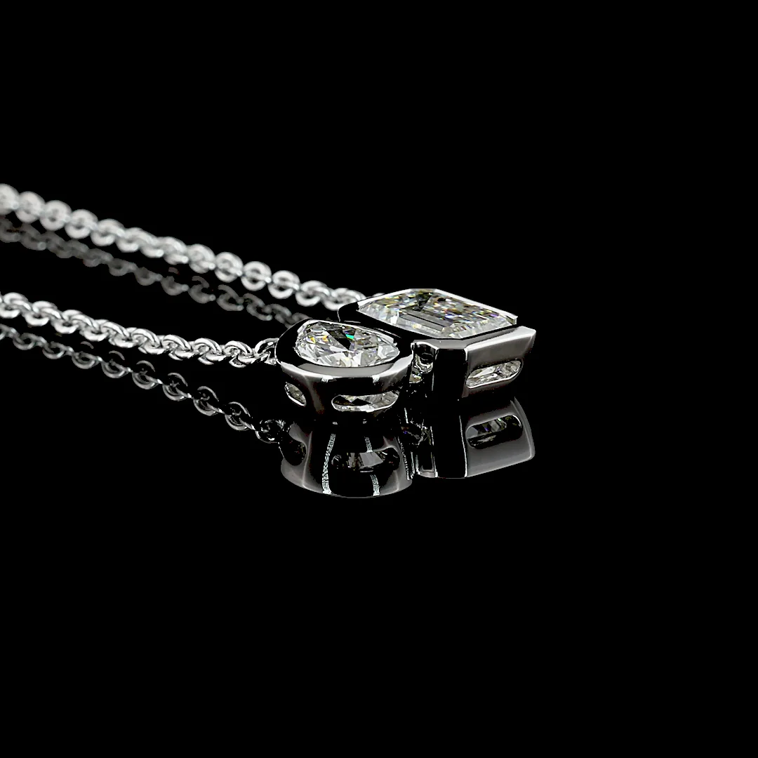 3.03 Cts 14k White Gold Mix Shape Pendant Pendant - Image 2