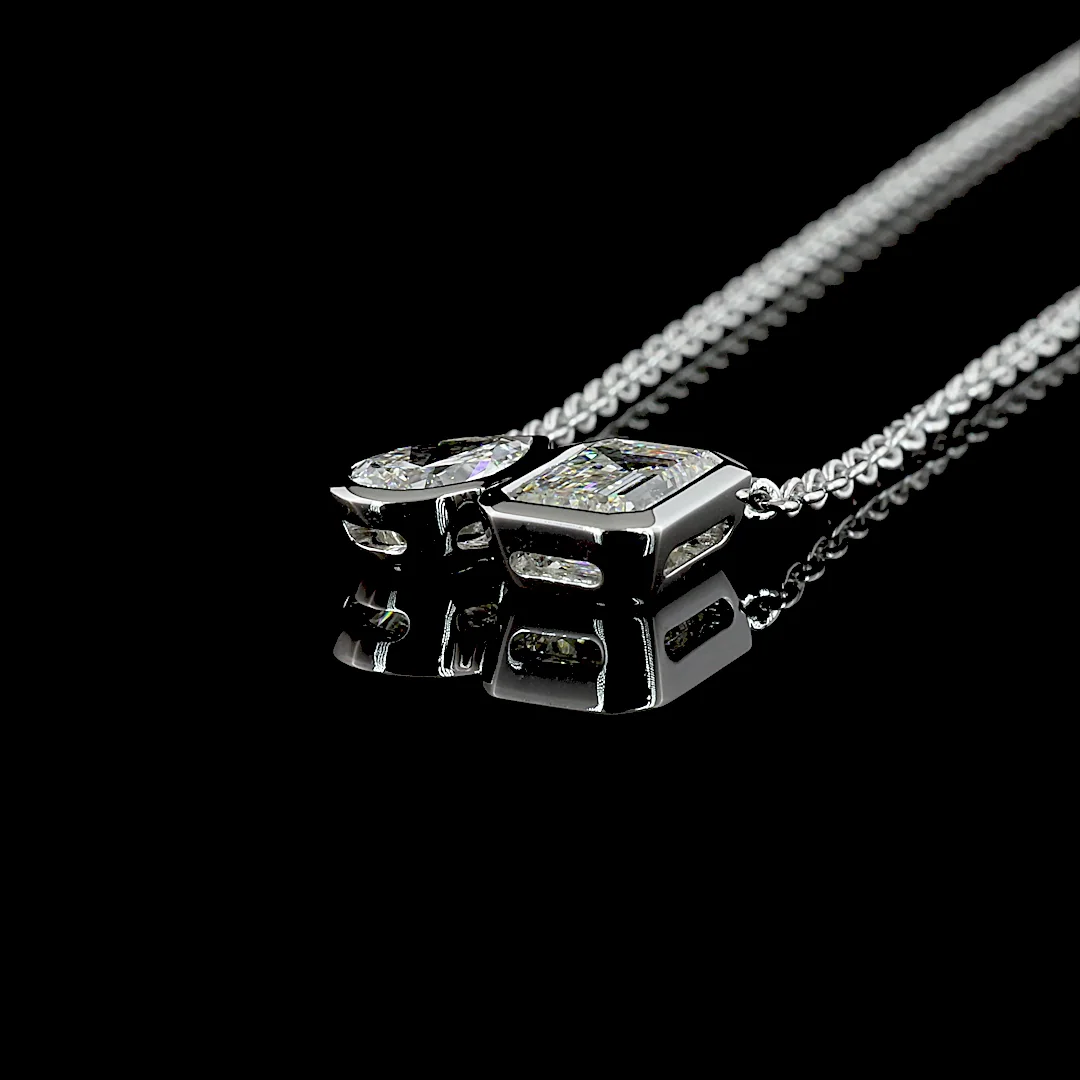 3.03 Cts 14k White Gold Mix Shape Pendant Pendant - Image 4