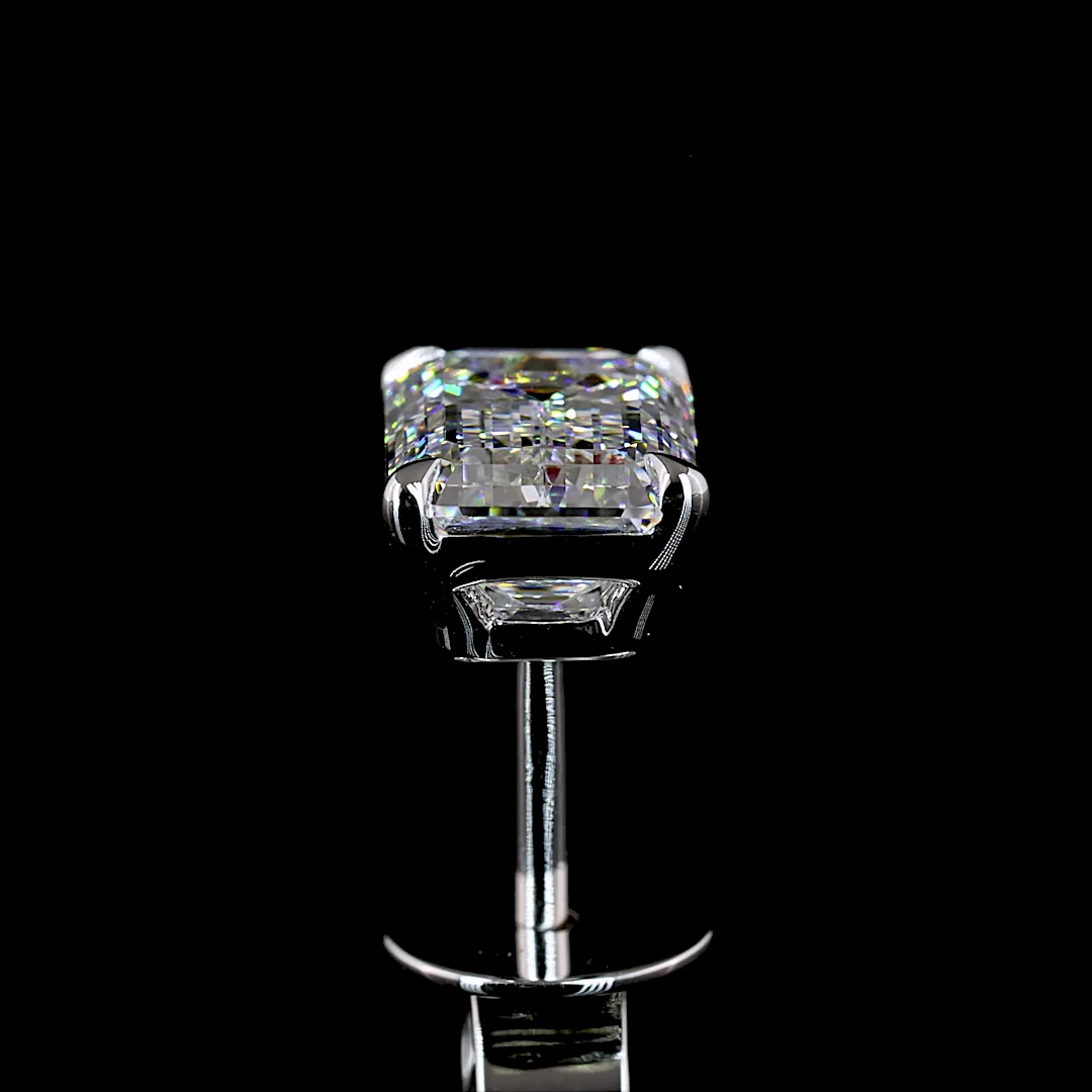2.01 Cts 14k White Gold Emerald Shape Martini Earring - Image 4