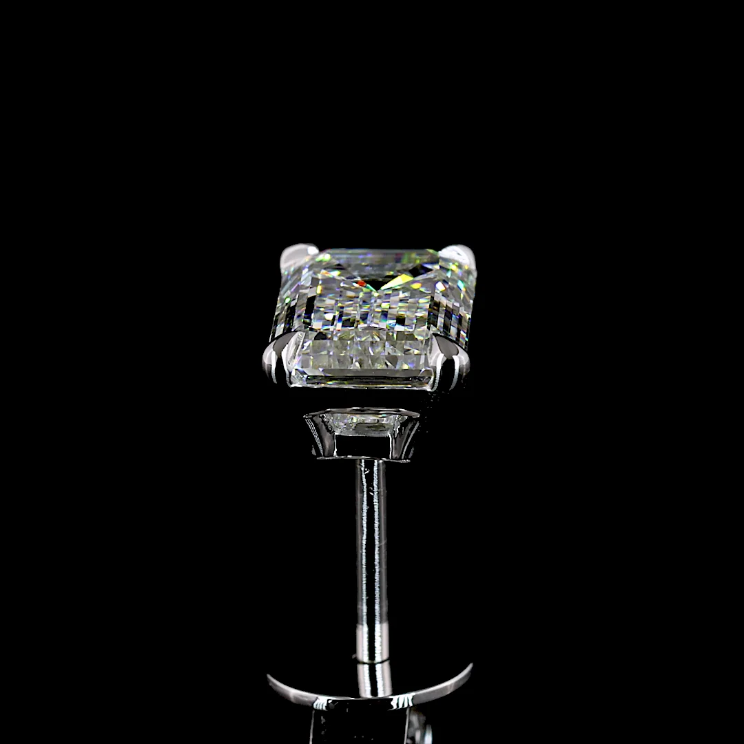 2.11 Cts 14k White Gold Emerald Shape Studs Earring - Image 2