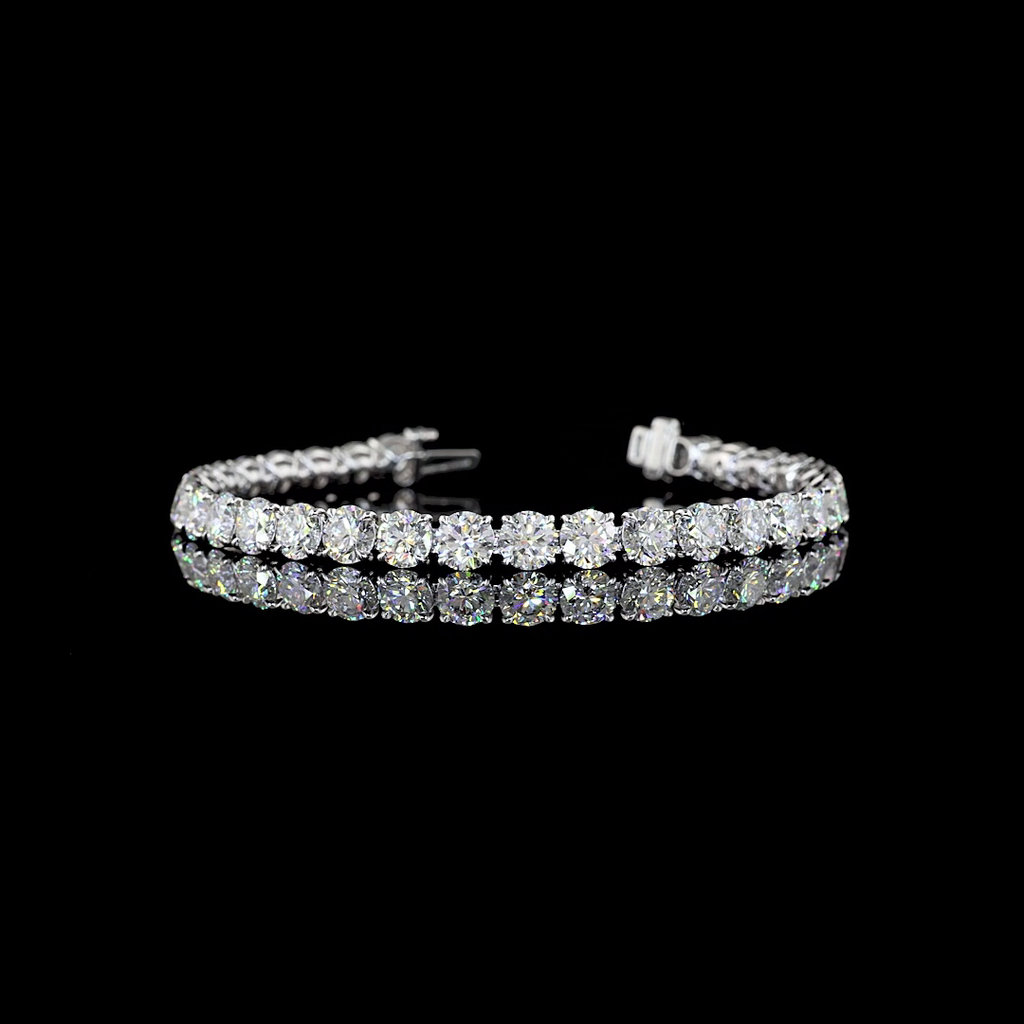 16.09 Cts Silver Round Shape Tennis Bracelet - Video