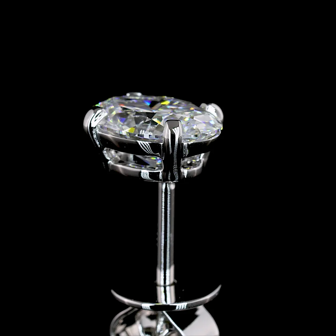 1.45 Cts 14k White Gold Oval Shape Studs Earring - Image 4