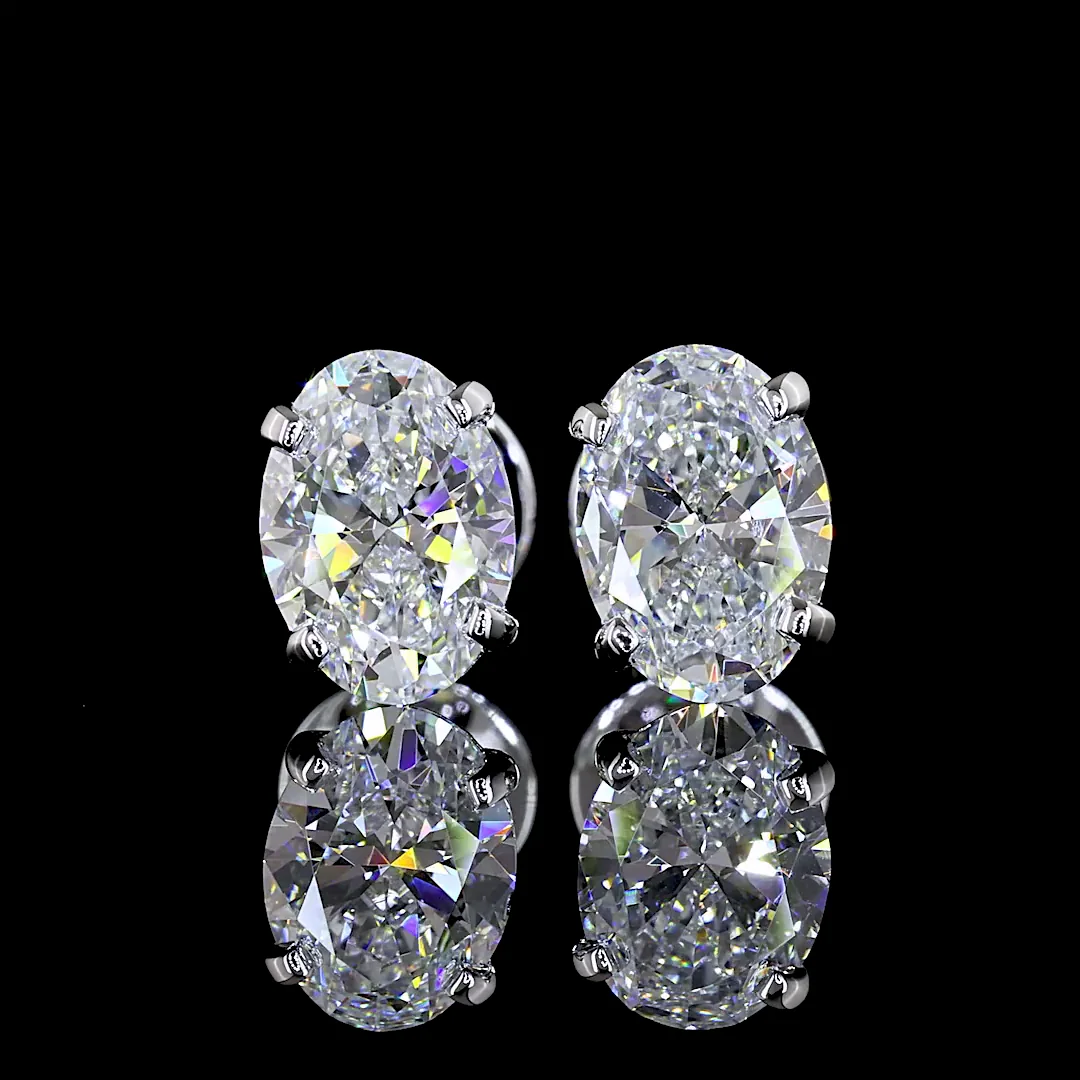 1.45 Cts 14k White Gold Oval Shape Studs Earring - Video