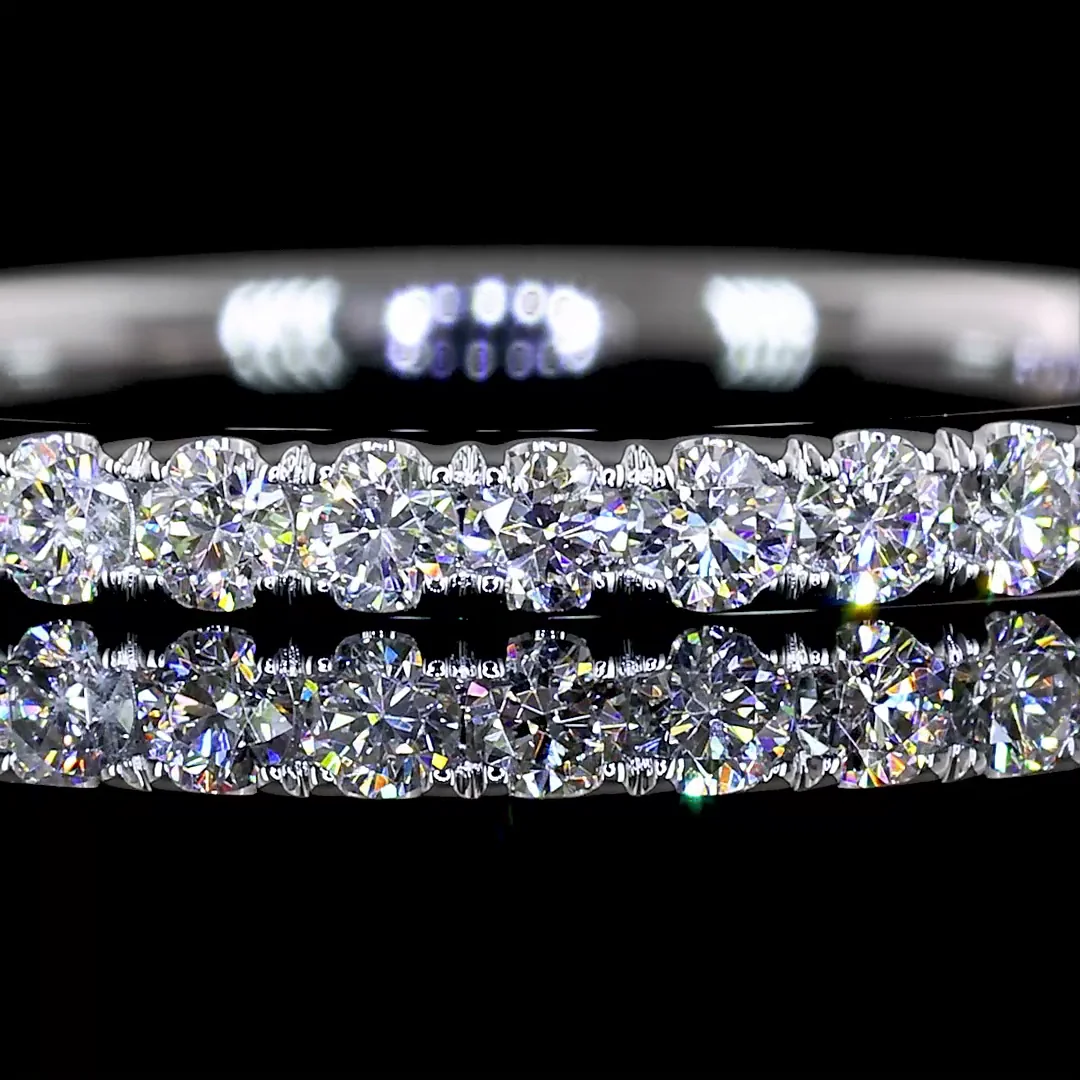 0.34 Cts 14k White Gold Round Shape 3/4 Band Eternity Band - Image 3