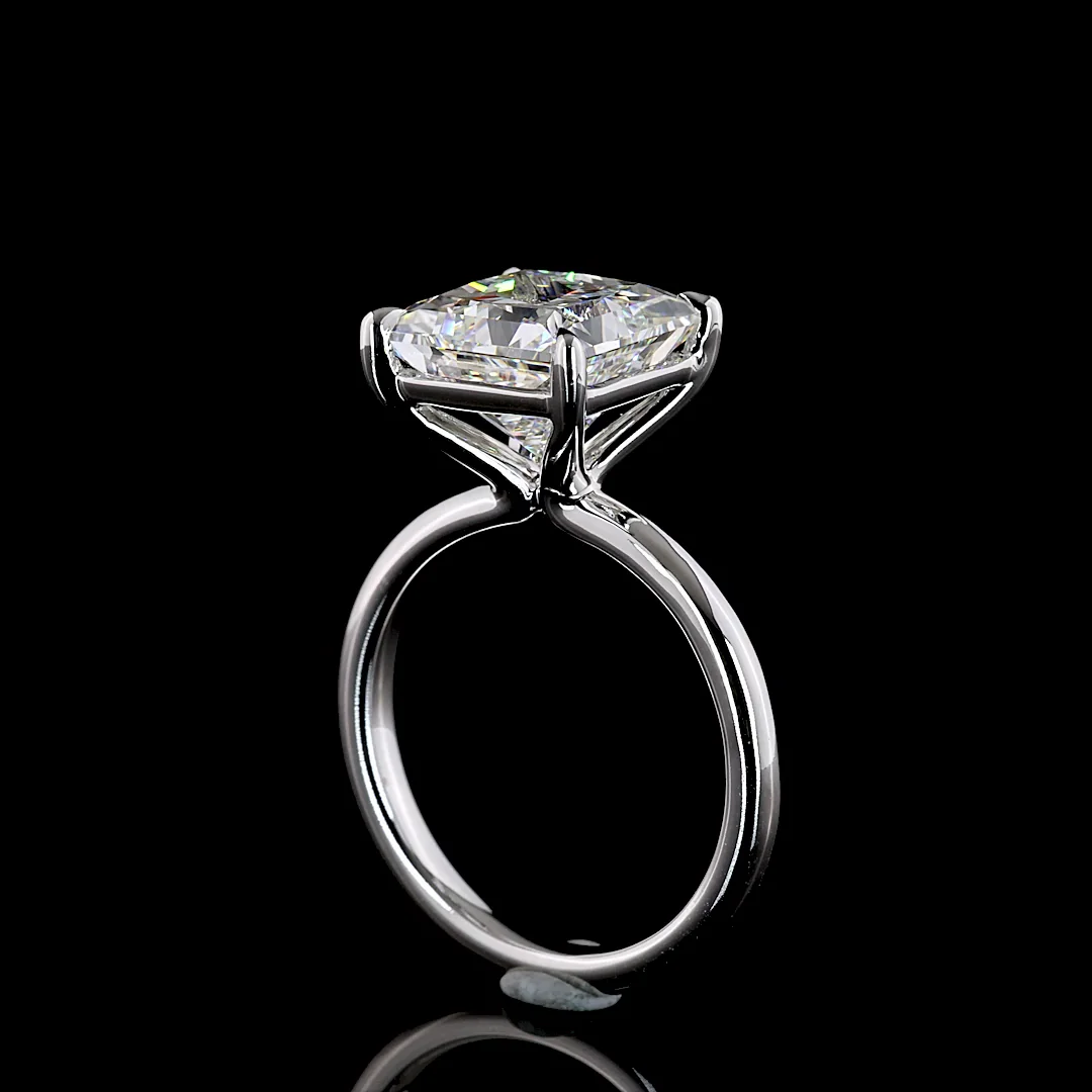 5.23 Cts 14k White Gold Princess Shape Solitaire Ring - Image 2