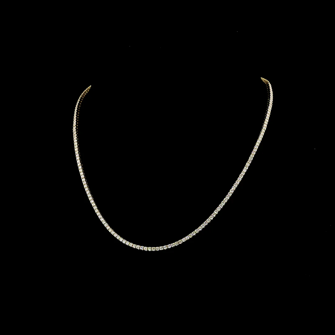 5.52 Cts 14k Yellow Gold Round Shape Tennis Necklace - Video