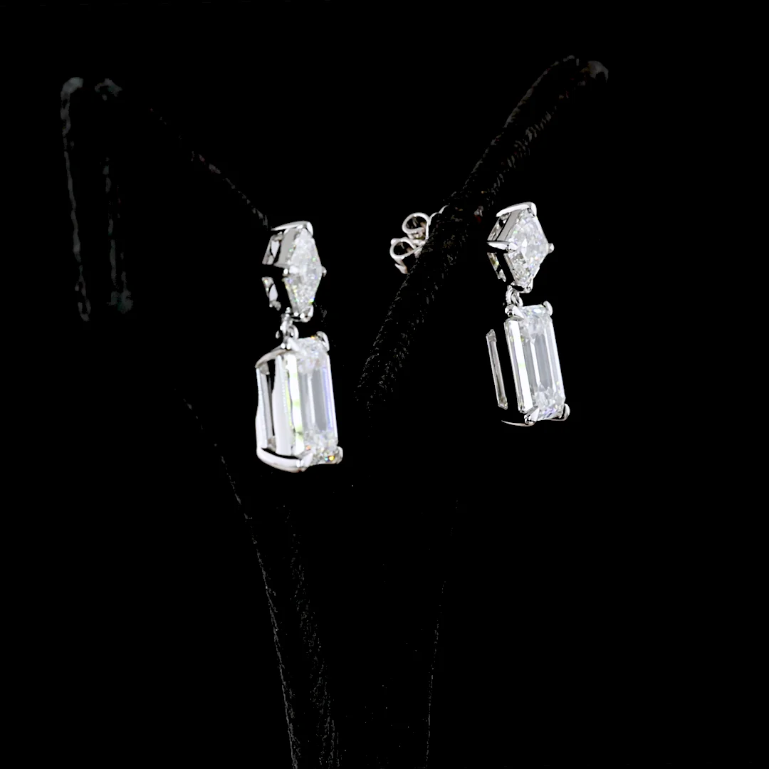 8.21 Cts 14k White Gold Mix Shape Hanging Earring - Image 2