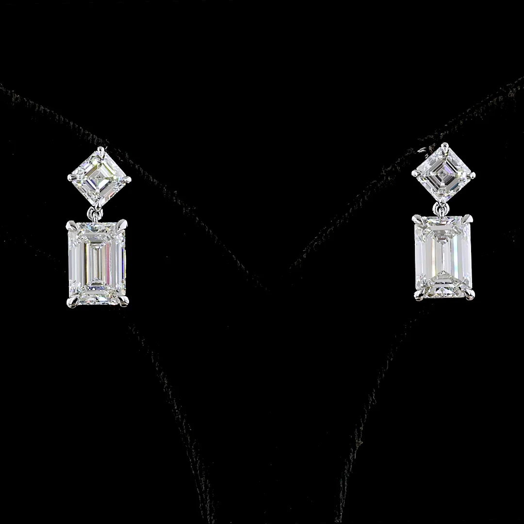 8.21 Cts 14k White Gold Mix Shape Hanging Earring - Video