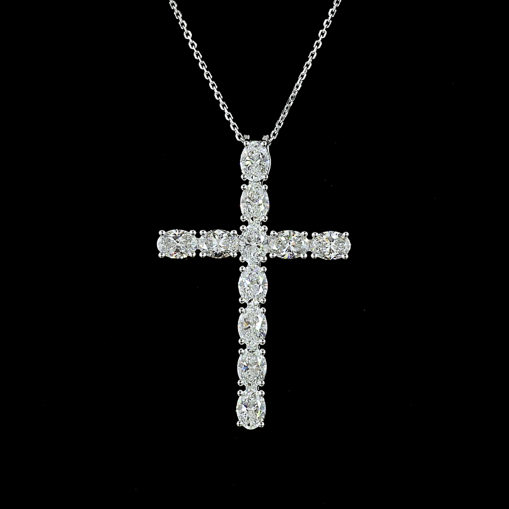 4.14 Cts 14k White Gold Oval Shape Symbol Pendant - Image 3