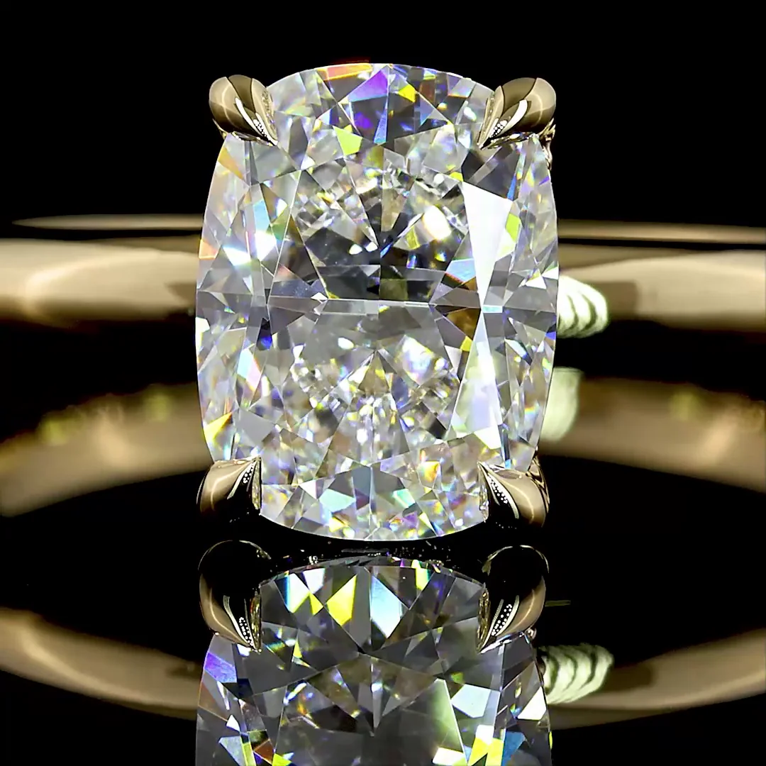 1.59 Cts 14k Yellow Gold Cushion Modified Shape Hidden Halo Ring - Image 3