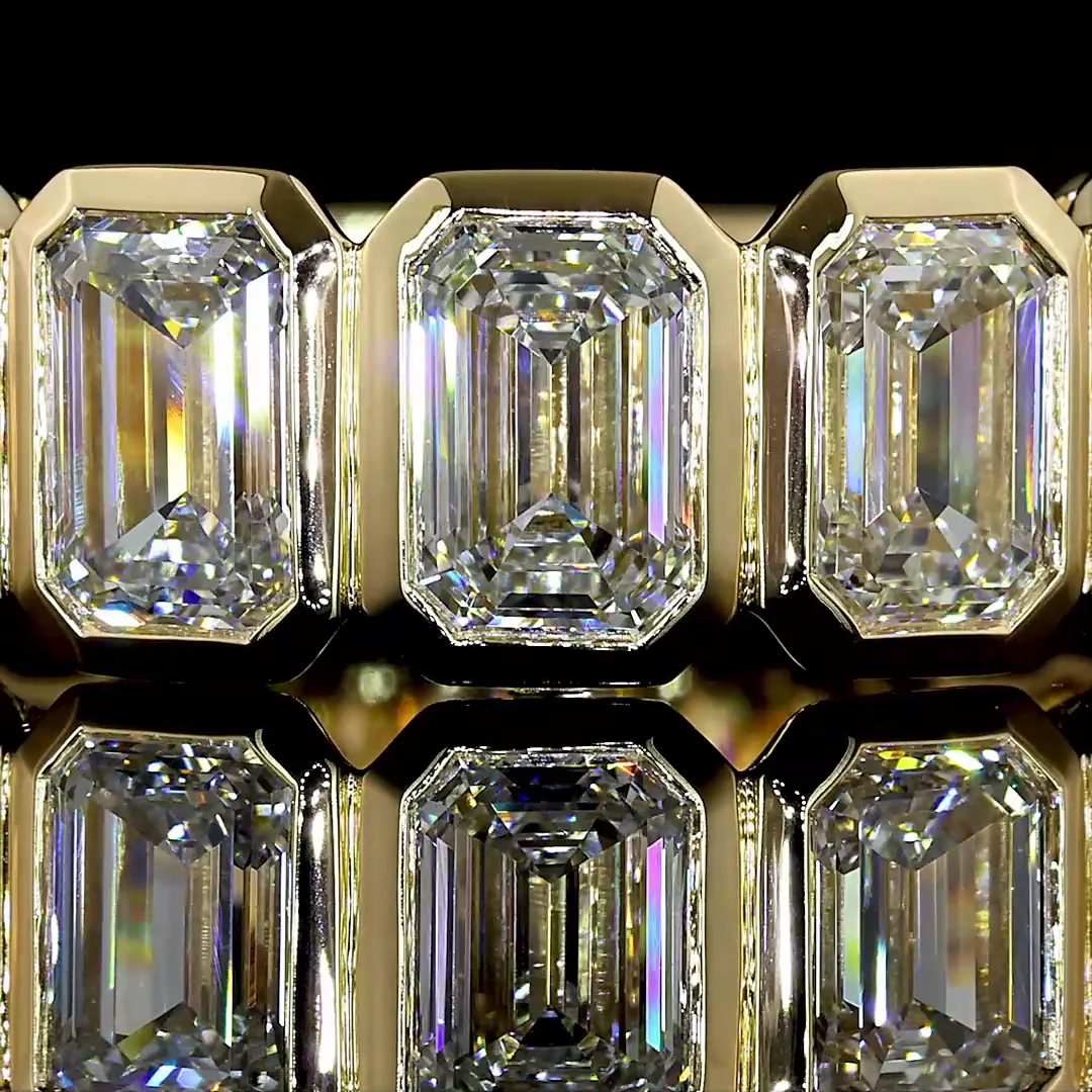 4.61 Cts 14k Yellow Gold Emerald Shape 3/4 Band Eternity Band - Image 3