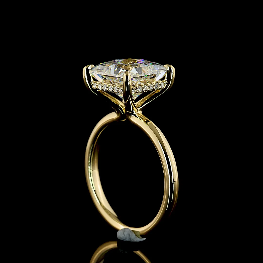 5.21 Cts 14k Yellow Gold Princess Shape Hidden Halo Ring - Image 2