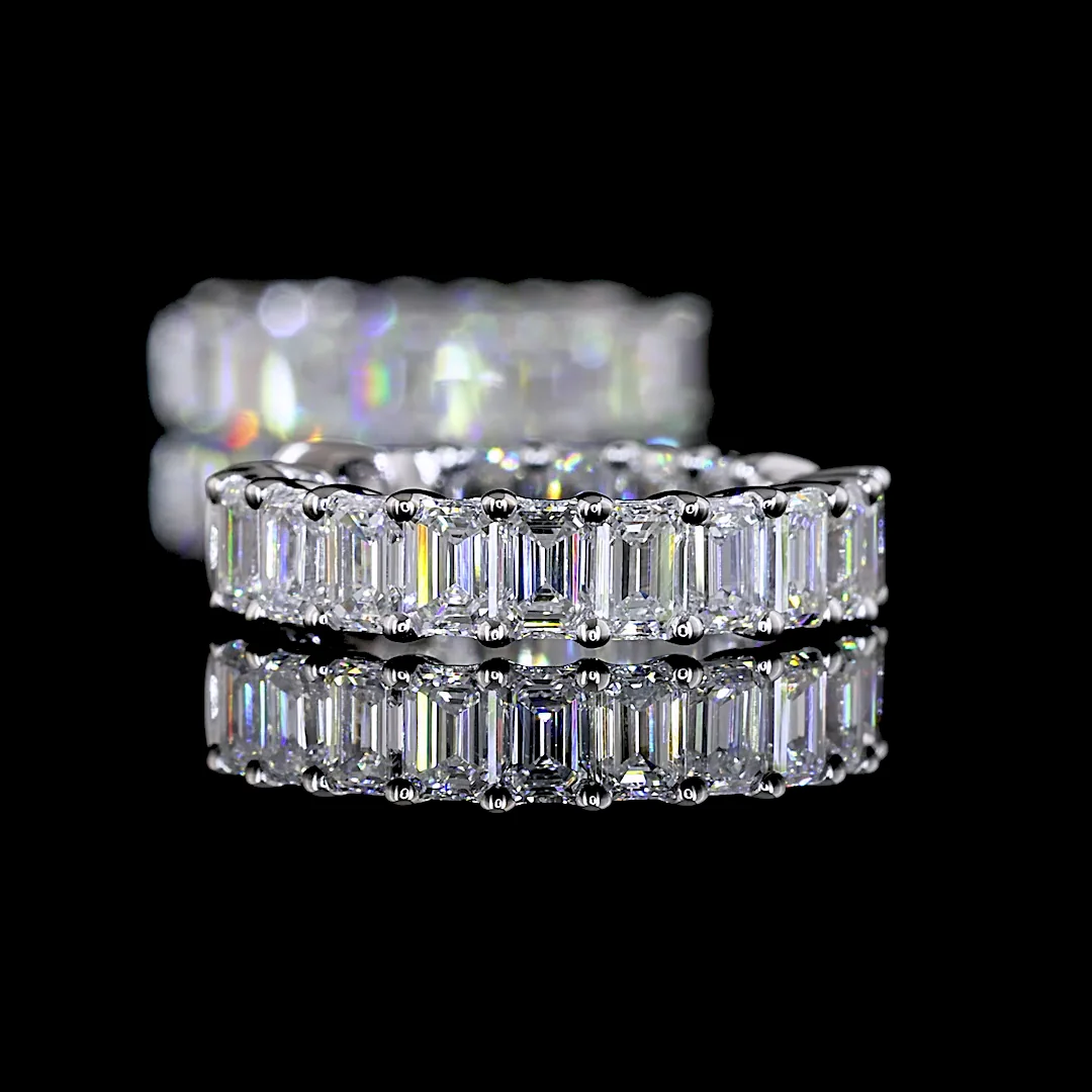 1.42 Cts 14k White Gold Emerald Shape Huggies Earring - Image 2