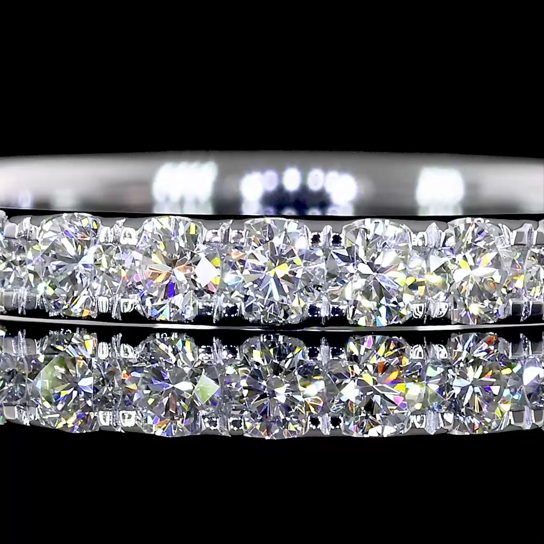 0.54 Cts 14k White Gold Round Shape Half Eternity Eternity Band - Image 3