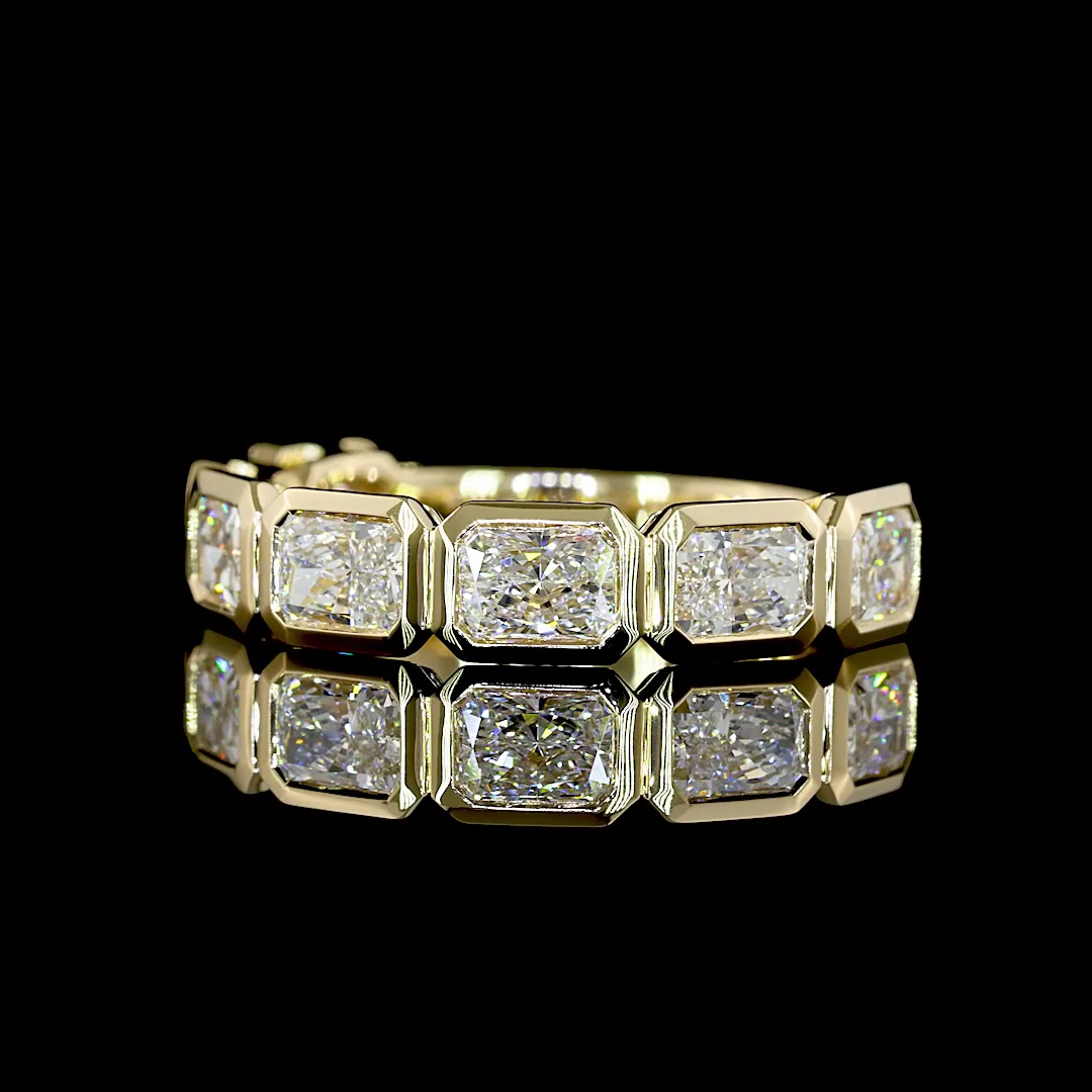 2.17 Cts 14k Yellow Gold Radiant Shape 7 Stones Eternity Band - Video