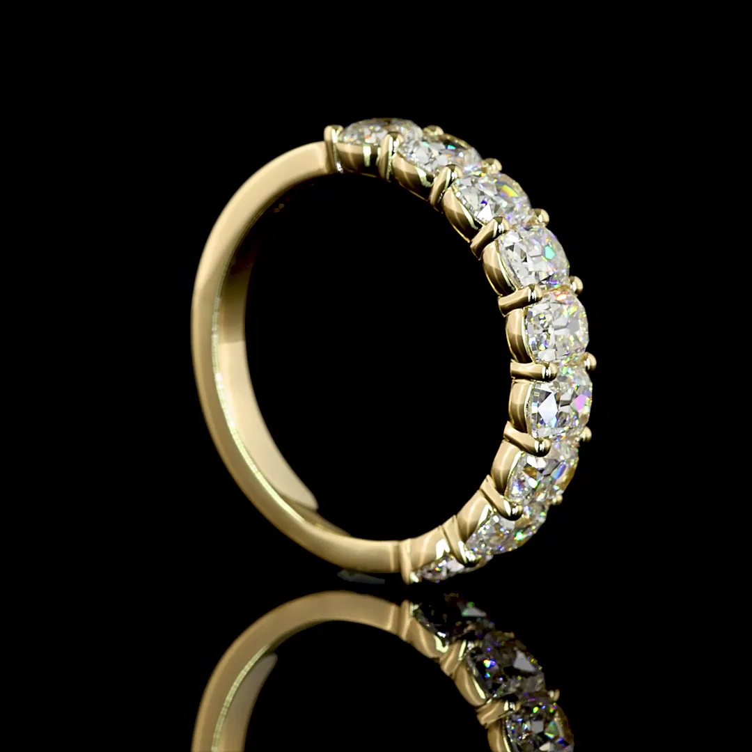 2.22 Cts 14k Yellow Gold Antique Cushion Shape Half Eternity Eternity Band - Image 2