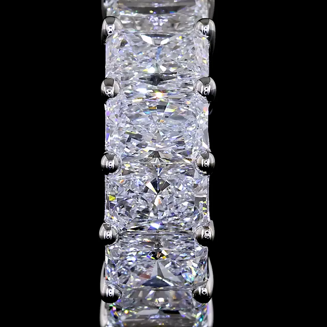 3.26 Cts 14k White Gold Radiant Shape Huggies Earring - Image 3