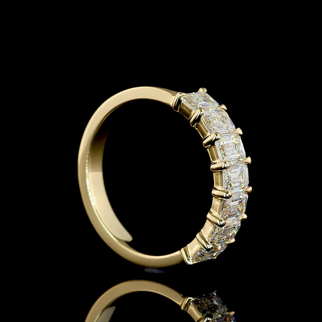 2.07 Cts 14k Yellow Gold Emerald Shape 7 Stones Eternity Band - Image 2