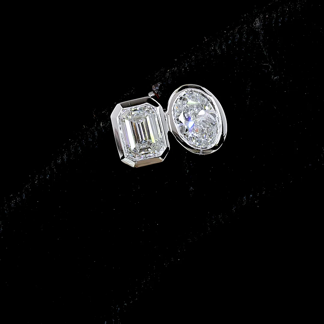 1.96 Cts 14k White Gold Mix Shape Studs Earring - Image 3