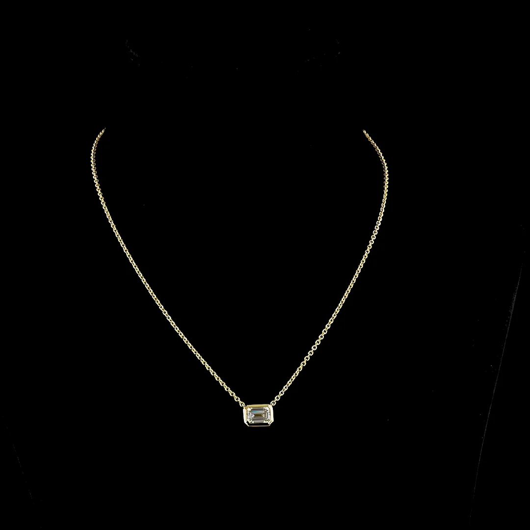 1.76 Cts 14k Yellow Gold Emerald Shape Solitaire Pendant - Video