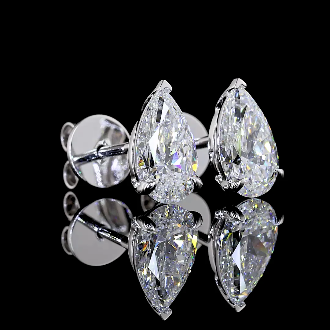 1.5 Cts 14k White Gold Pear Shape Studs Earring - Image 4