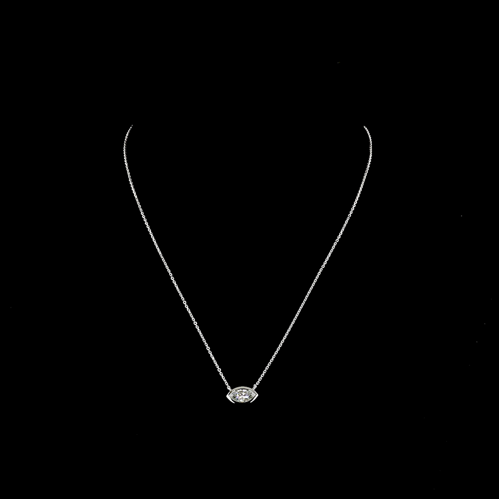 1.01 Cts 14k White Gold Marquise Shape Solitaire Pendant - Video