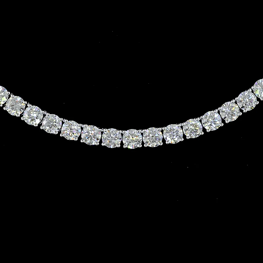 12.56 Cts 14k White Gold Round Shape Tennis Necklace - Image 3