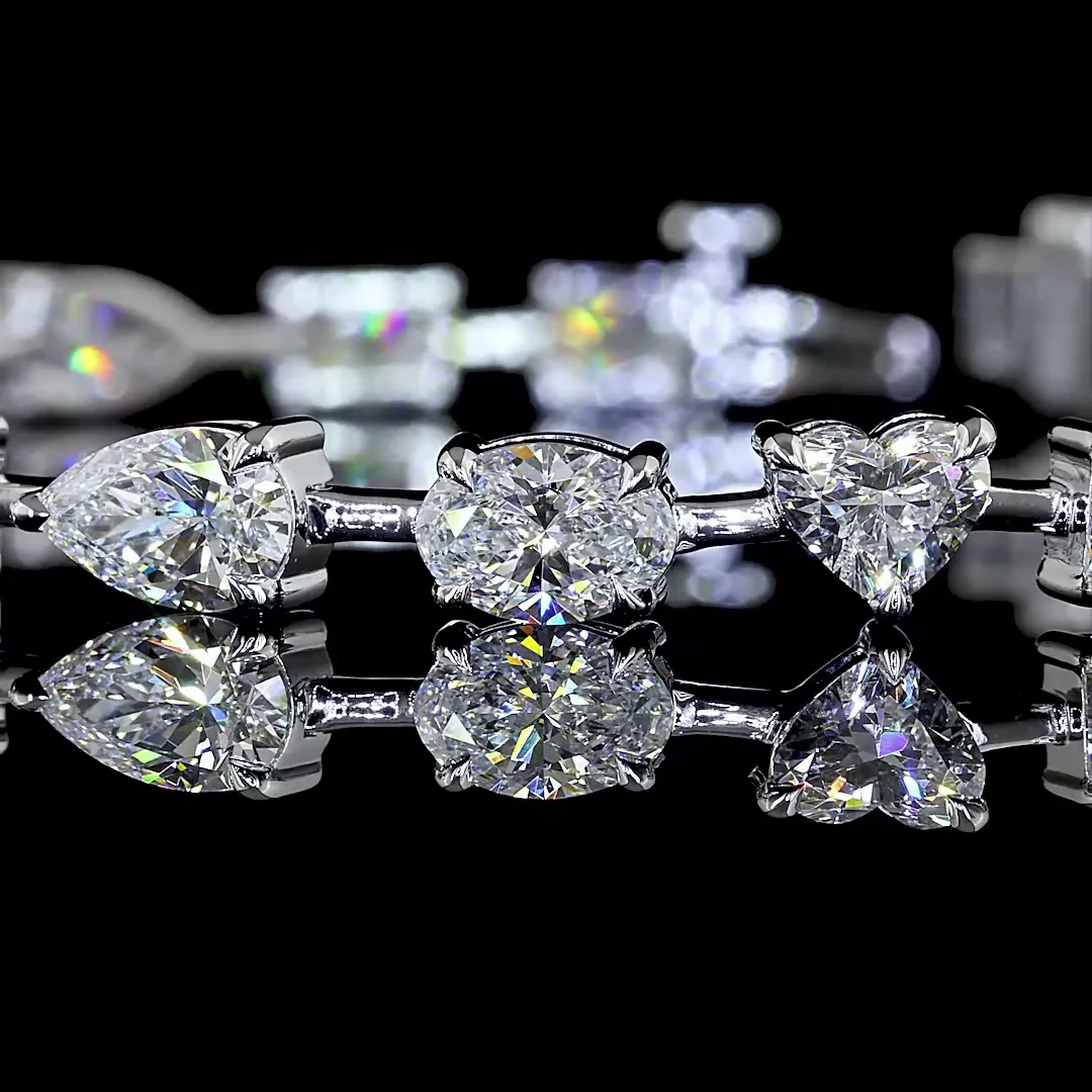 9.92 Cts 14k White Gold Mix Shape Station Bracelet - Image 2