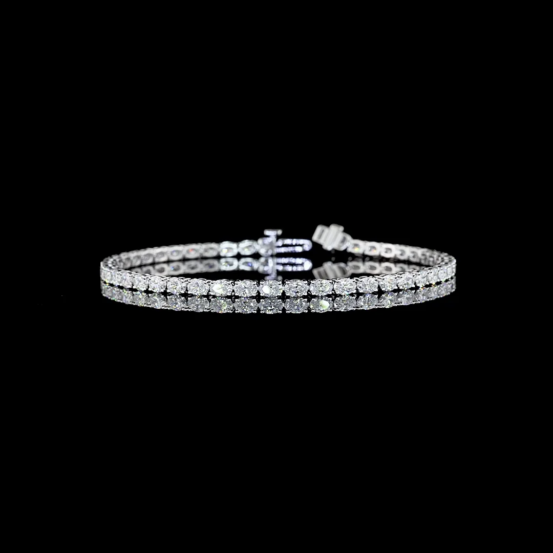 4.78 Cts 14k White Gold Oval Shape Tennis Bracelet - Video