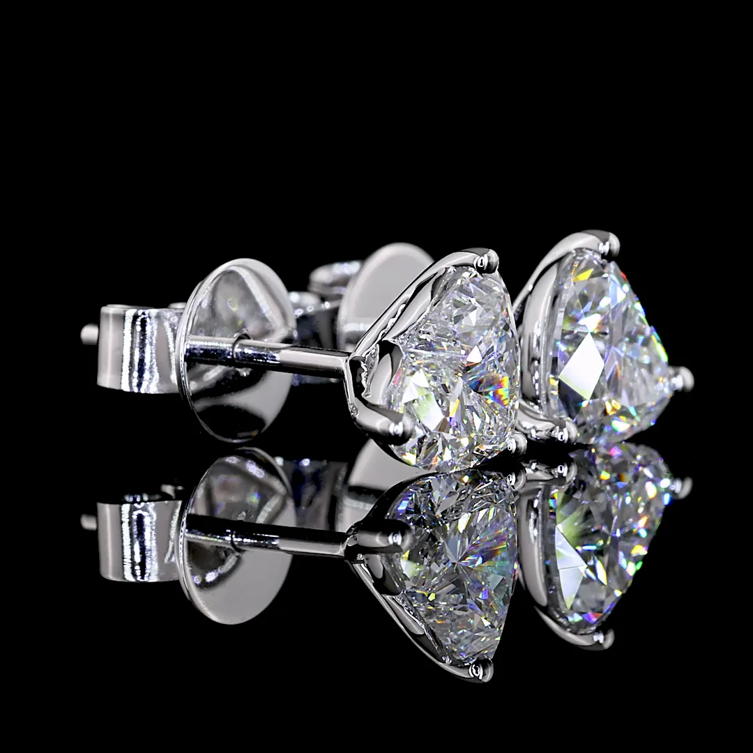 1.46 Cts 14k White Gold Heart Shape Studs Earring - Image 2