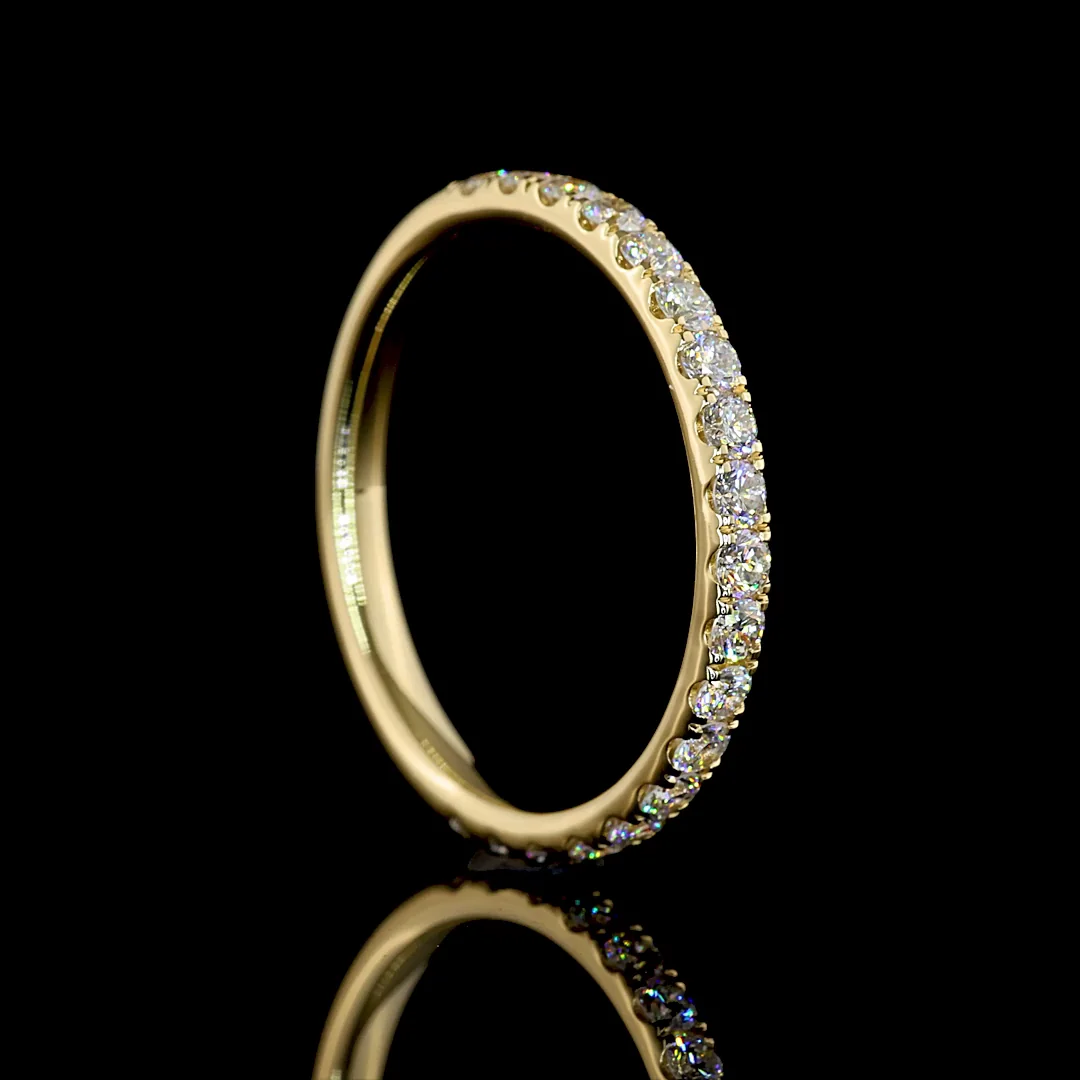 0.54 Cts 14k Yellow Gold Round Shape Half Eternity Eternity Band - Image 2