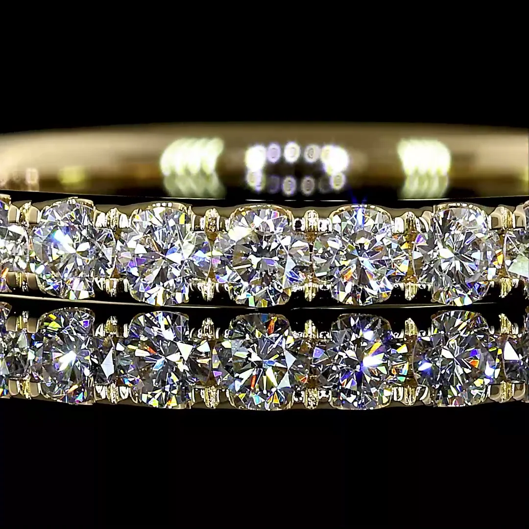 0.54 Cts 14k Yellow Gold Round Shape Half Eternity Eternity Band - Image 3