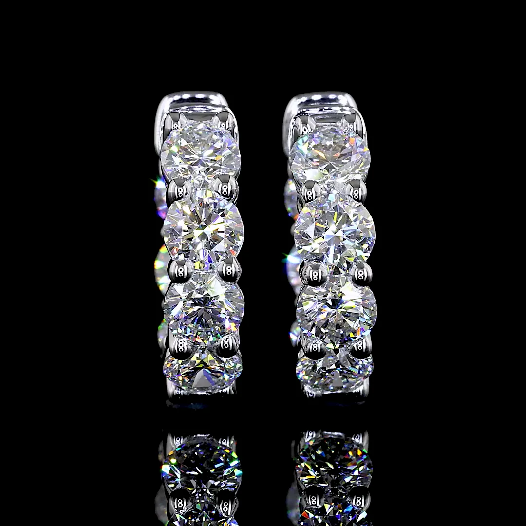 2.88 Cts 14k White Gold Round Shape Huggies Earring - Video