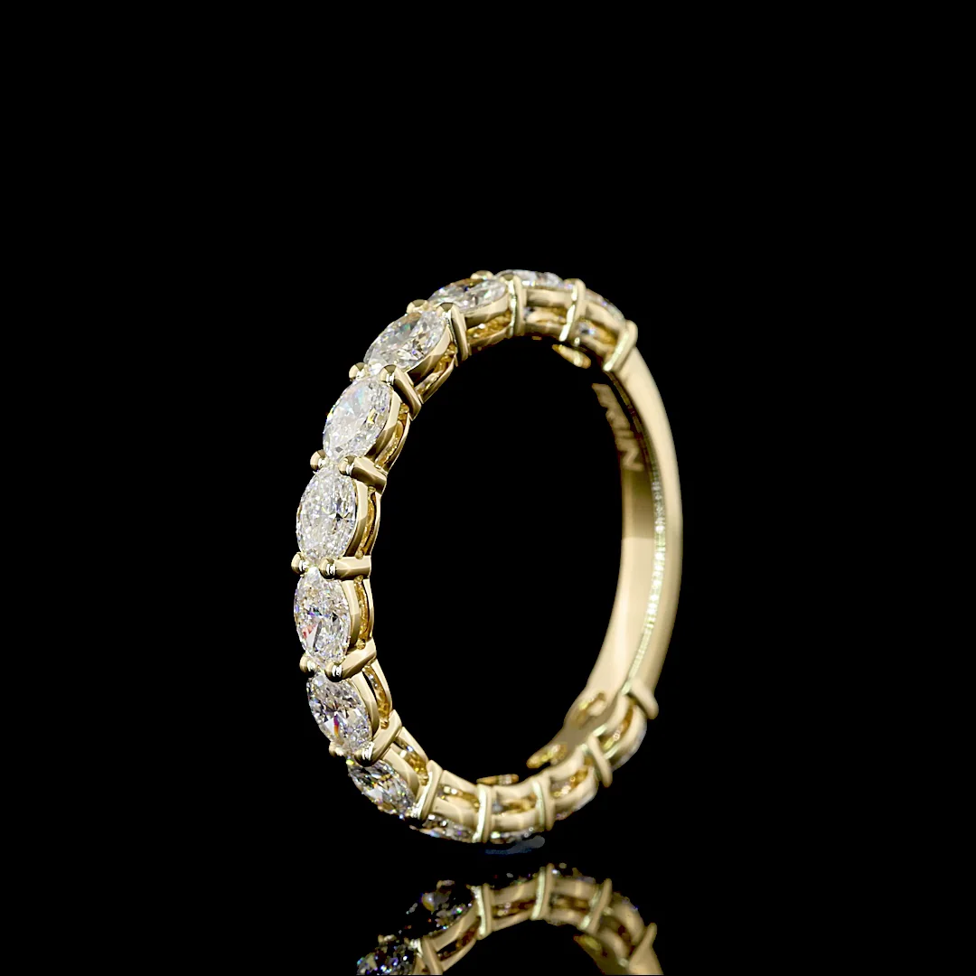 1.4 Cts 14k Yellow Gold Oval Shape 3/4 Band Eternity Band - Image 4