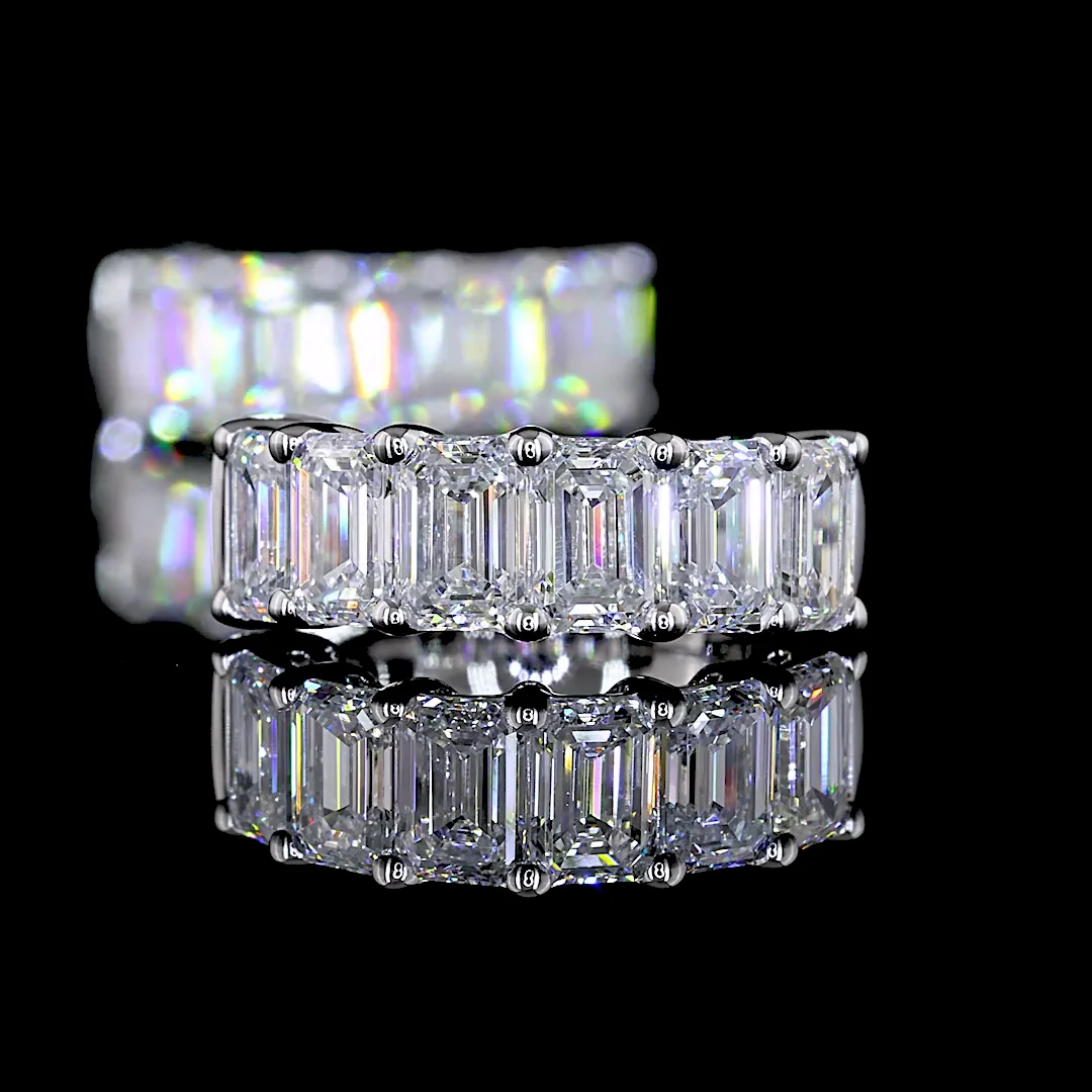 2.03 Cts 14k White Gold Emerald Shape Huggies Earring - Image 2