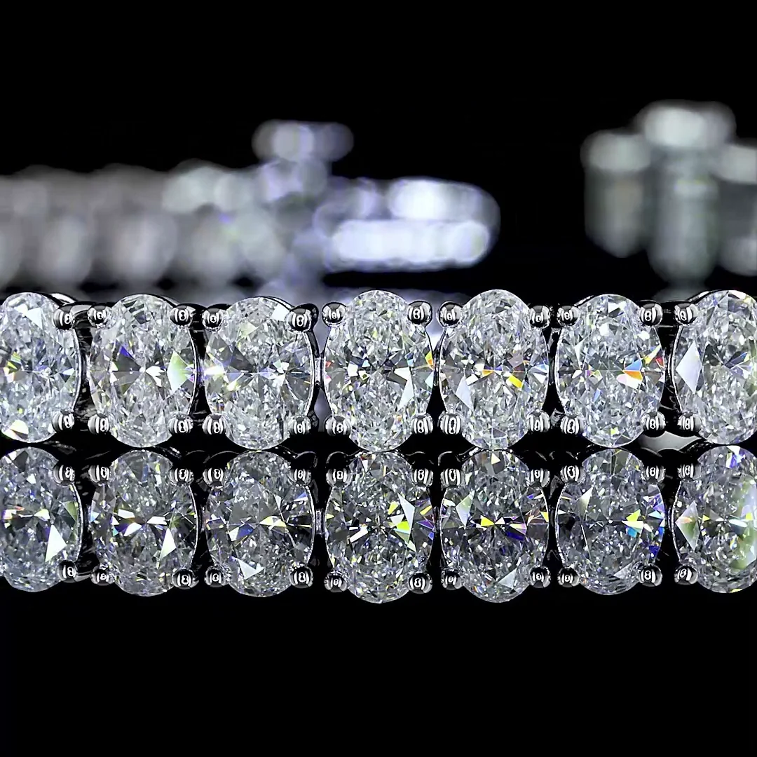 8.68 Cts 14k White Gold Oval Shape Tennis Bracelet - Image 2
