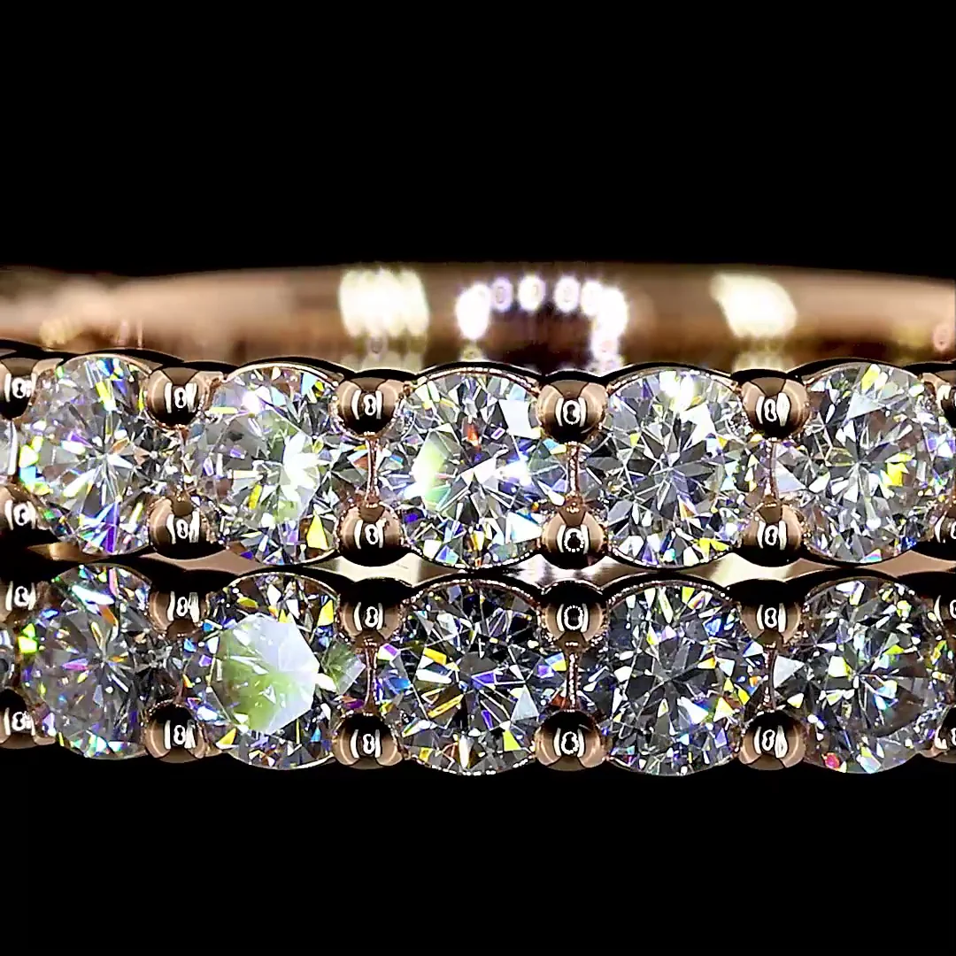 0.82 Cts 14k Rose Gold Round Shape 3/4 Band Eternity Band - Image 3